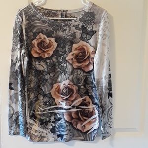 Superline boutique long sleeve floral shirt s.1xl